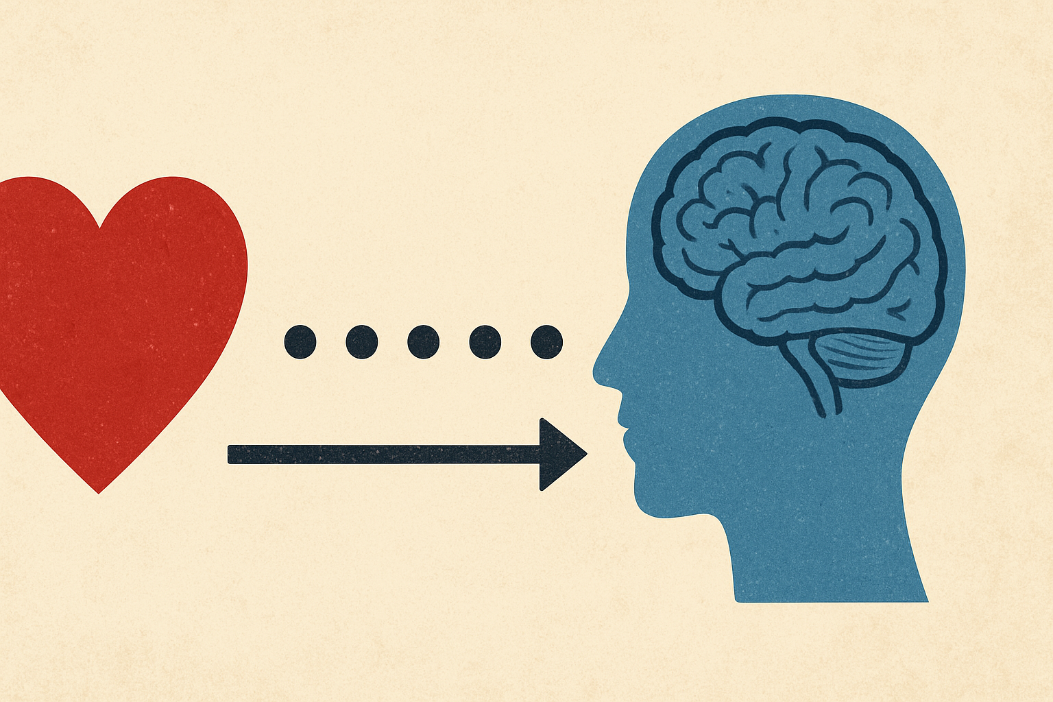 Graphic image demonstrating the distance between the mind and the heart